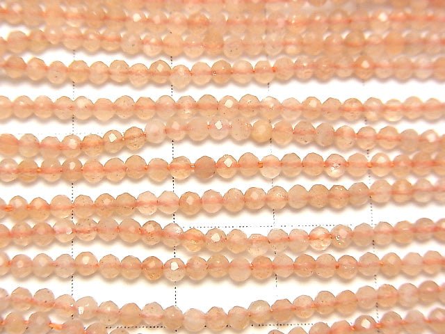 High Quality! Orange Moonstone AAA Faceted Round 2mm 1strand beads (aprx.15inch/37cm)