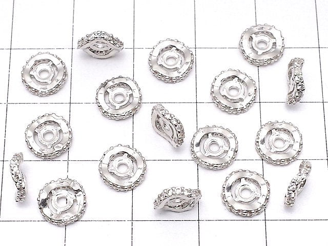 Metal Parts Roundel 8x8x2mm Silver with CZ 2pcs $2.99!