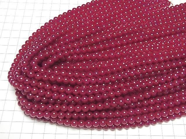 [Video] Synthetic Ruby AAA Round 6mm half or 1-strand beads (approx. 15 inches/36 cm)