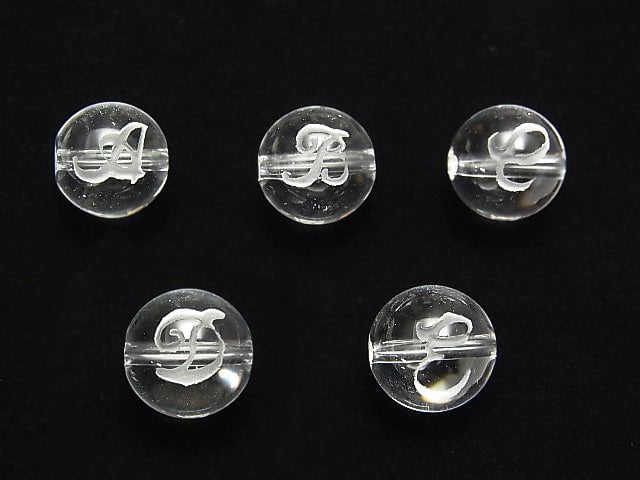 [Video] Alphabet (cursive) Carving! Crystal AAA Round 10mm [A,B,C,D,E] 2pcs