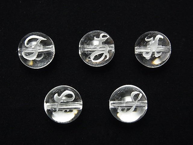 [Video] Alphabet (cursive) Carving! Crystal AAA Round 10mm [F,G,H,I,J] 2pcs