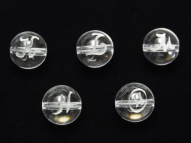 [Video] Alphabet (cursive) Carving! Crystal AAA Round 10mm [K,L,M,N,O] 2pcs