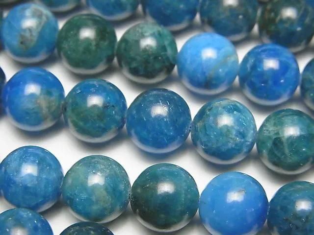 Blue Apatite AA++ Round 10mm half or 1-strand beads (approx. 15 inches/36 cm)