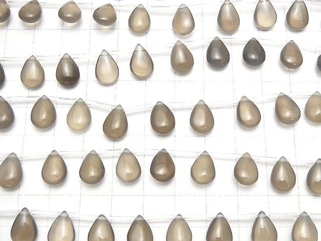 Gray Onyx AAA Pear shape (Smooth) 11x8mm half or 1strand beads (aprx.15inch/38cm)