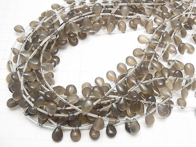 Gray Onyx AAA Pear shape (Smooth) 11x8mm half or 1strand beads (aprx.15inch/38cm)