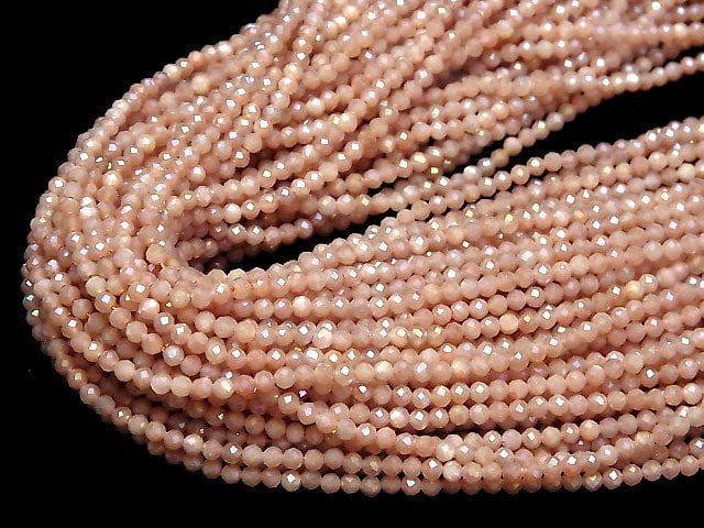 High Quality! Orange Moonstone AA++ Faceted Round 3mm coating 1strand beads (aprx.15inch/37cm)