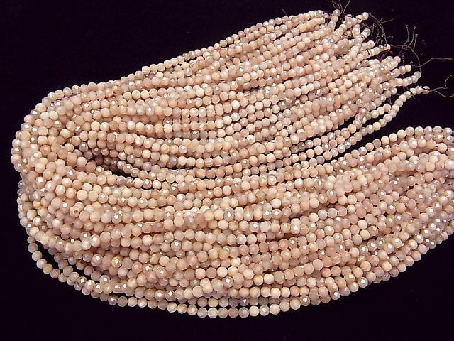 High Quality! Orange Moonstone AA++ Faceted Round 4mm coating 1strand beads (aprx.15inch/36cm)