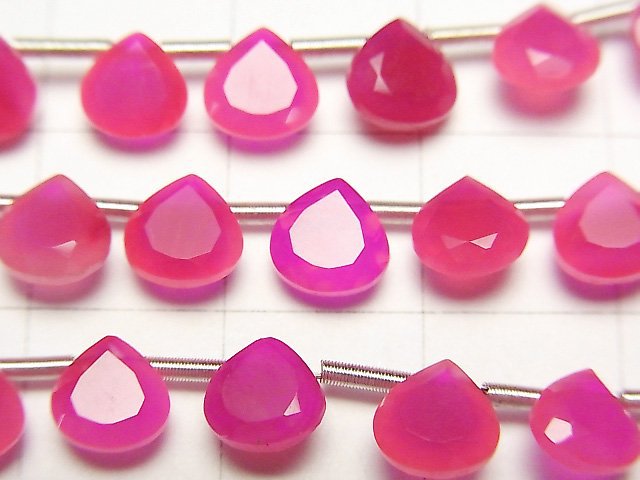 [Video] High Quality Fuchsia Pink Chalcedony AAA Chestnut Faceted 6x6mm half or 1strand (18pcs )