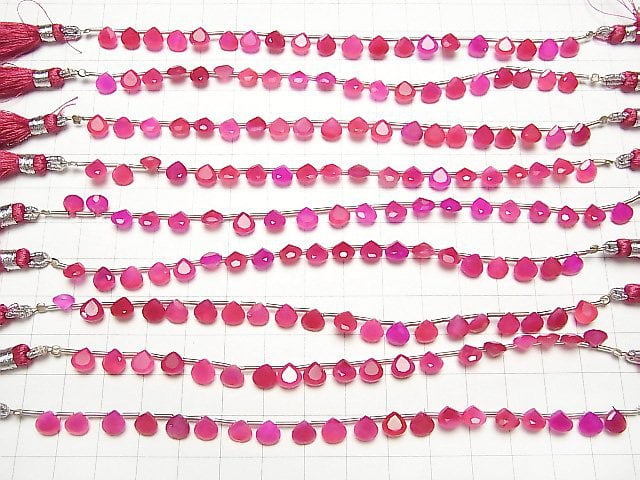 [Video] High Quality Fuchsia Pink Chalcedony AAA Chestnut Faceted 6x6mm half or 1strand (18pcs )