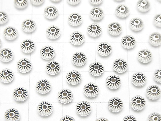 Silver925  Line Carved Roundel  4.5mm 10pcs