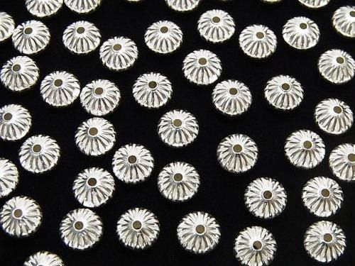Silver925  Line Carved Rondelle  6.7mm 5pcs