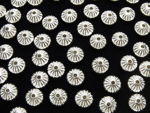 Silver925  Line Carved Roundel  6.7mm 5pcs