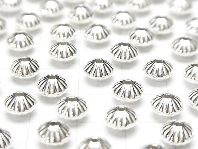 Silver925  Line Carved Rondelle  6.7mm 5pcs