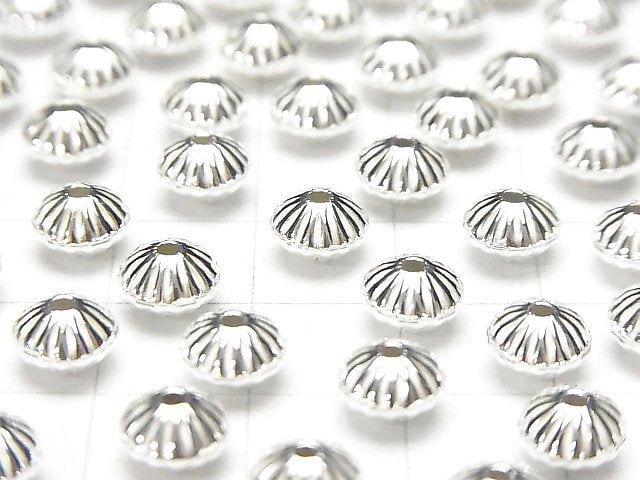 Silver925  Line Carved Roundel  6.7mm 5pcs