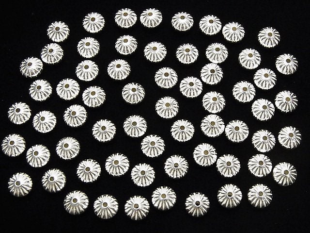 Silver925  Line Carved Roundel  6.7mm 5pcs