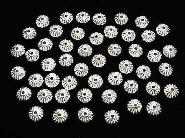 Silver925  Line Carved Rondelle  8mm 5pcs $6.79!