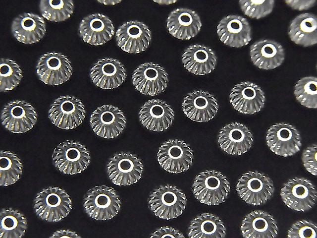 Silver925  Line Carved Rondelle  4.5mm 10pcs