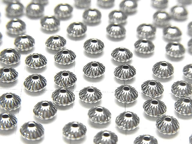 Silver925  Line Carved Roundel  4.5mm 10pcs