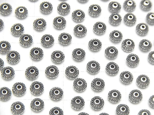 Silver925  Line Carved Roundel  4.5mm 10pcs