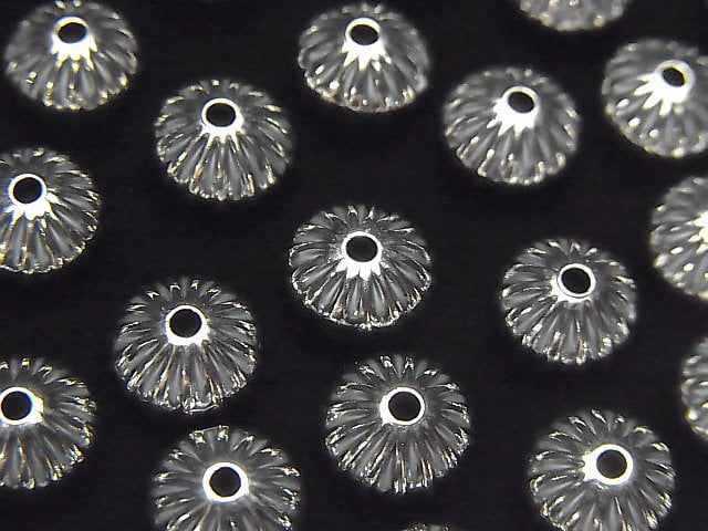 Silver925  Line Carved Roundel  8mm 4pcs