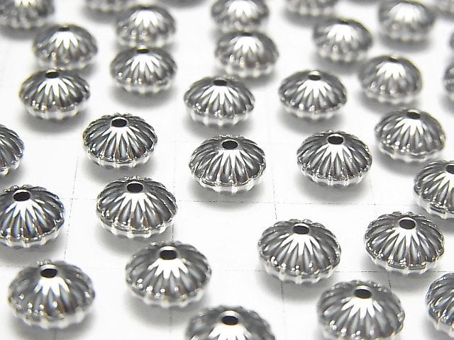 Silver925  Line Carved Roundel  8mm 4pcs