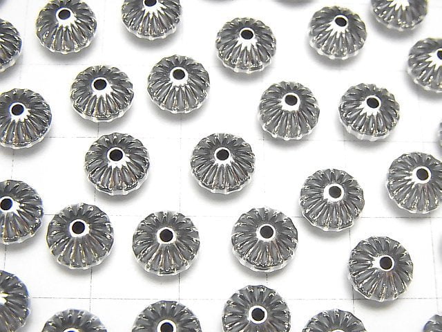 Silver925  Line Carved Roundel  8mm 4pcs