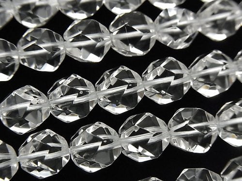 Crystal Quartz, Faceted Round Gemstone Beads