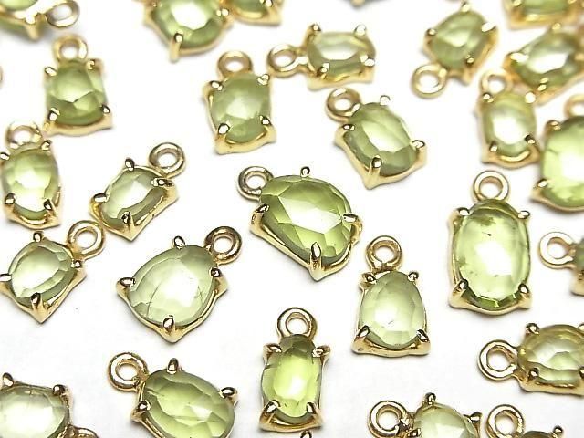 [Video]High Quality Peridot AAA- Bezel Setting Freeform Rose Cut 18KGP 3pcs