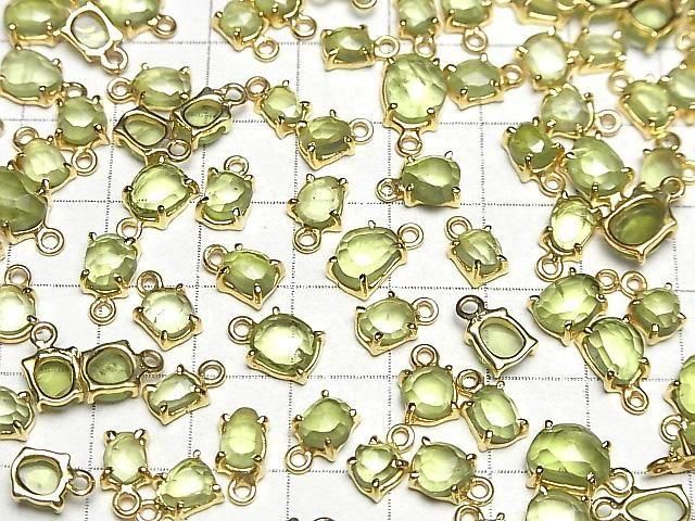 [Video]High Quality Peridot AAA- Bezel Setting Freeform Rose Cut 18KGP 3pcs