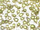 [Video]High Quality Peridot AAA- Bezel Setting Freeform Rose Cut 18KGP 3pcs