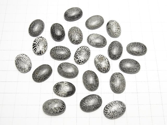 [Video] Morocco Black Fossil Coral Oval Cabochon 18x13mm 2pcs $8.79!