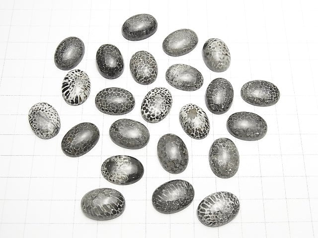 [Video] Morocco Black Fossil Coral Oval Cabochon 18x13mm 2pcs $8.79!