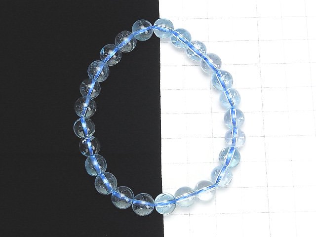[Video] [One of a kind] High Quality Sky Blue Topaz AAA Round 7.5mm Bracelet NO.347