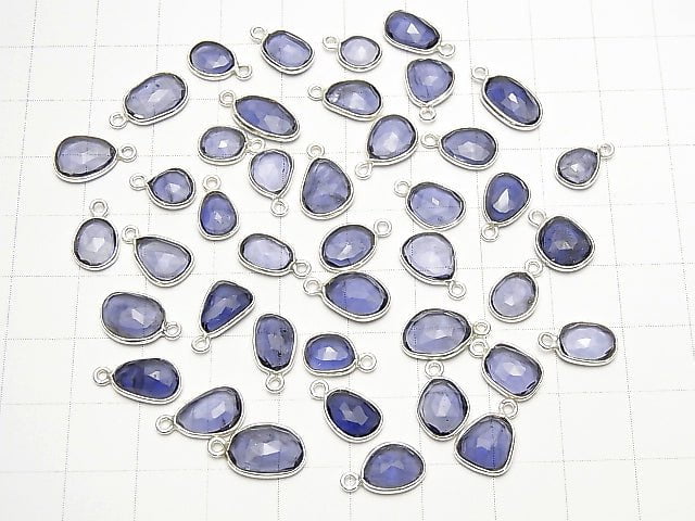 [Video]High Quality Iolite AAA- Bezel Setting Freeform Rose Cut [One Side] Silver925 4pcs