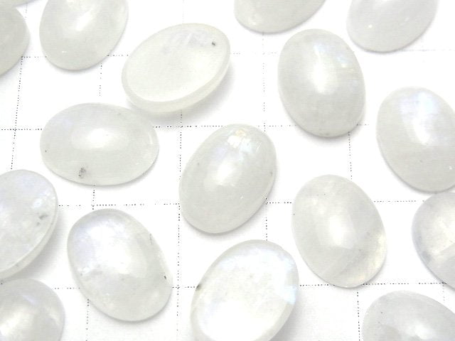 [Video] Rainbow Moonstone AA++ Oval Cabochon 14x10mm 2pcs