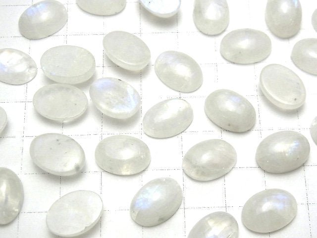 [Video] Rainbow Moonstone AA++ Oval Cabochon 14x10mm 2pcs