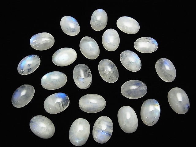 [Video] Rainbow Moonstone AA++ Oval Cabochon 14x10mm 2pcs