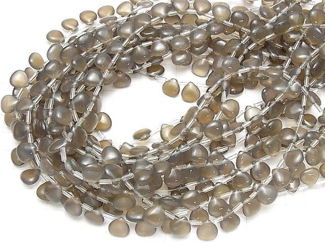 Gray Onyx AAA Chestnut (Smooth) 10x10mm half or 1strand beads (aprx.15inch/37cm)