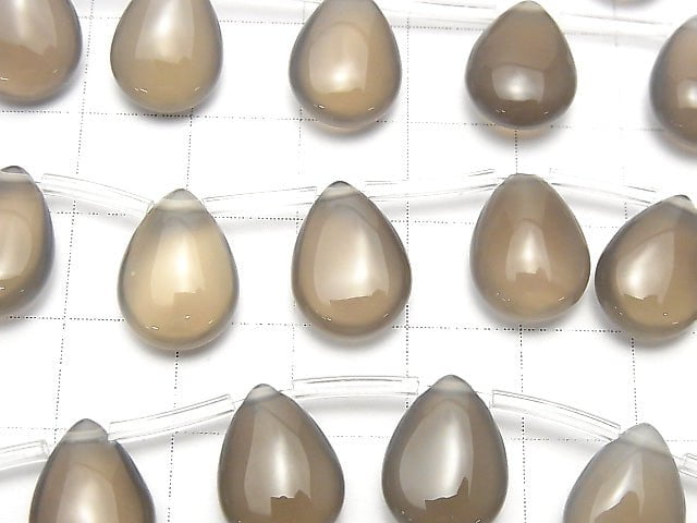 Gray Onyx AAA Pear shape (Smooth) 14x10mm half or 1strand beads (aprx.15inch/37cm)