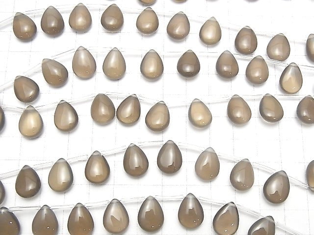 Gray Onyx AAA Pear shape (Smooth) 14x10mm half or 1strand beads (aprx.15inch/37cm)