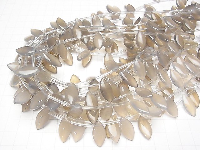 Gray Onyx AAA Marquise (Smooth) 18x9mm half or 1strand beads (aprx.15inch/37cm)