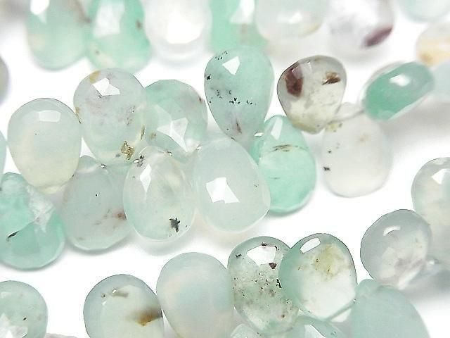 [Video]High Quality Aquaprase Pear shape Faceted Briolette half or 1strand beads (aprx.7inch/18cm)