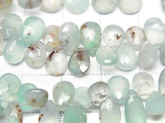 [Video]High Quality Aquaprase Pear shape Faceted Briolette half or 1strand beads (aprx.7inch/18cm)