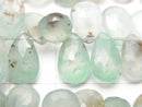 [Video] High Quality Aquaprase  Pear shape  Faceted Briolette  half or 1strand beads (aprx.7inch/18cm)