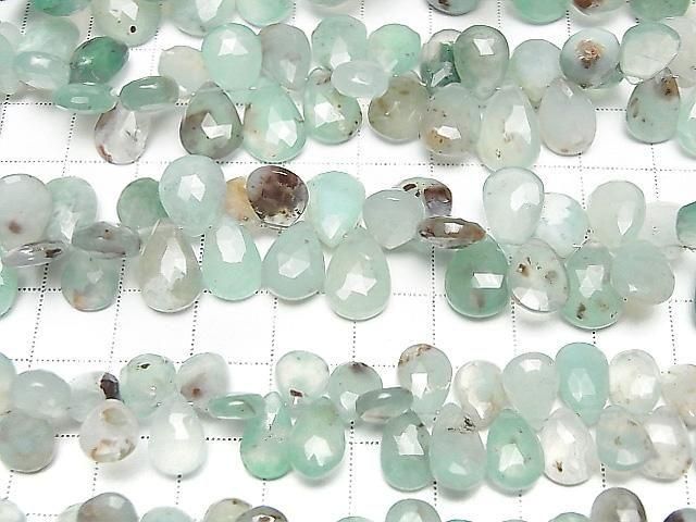 [Video]High Quality Aquaprase Pear shape Faceted Briolette half or 1strand beads (aprx.7inch/18cm)
