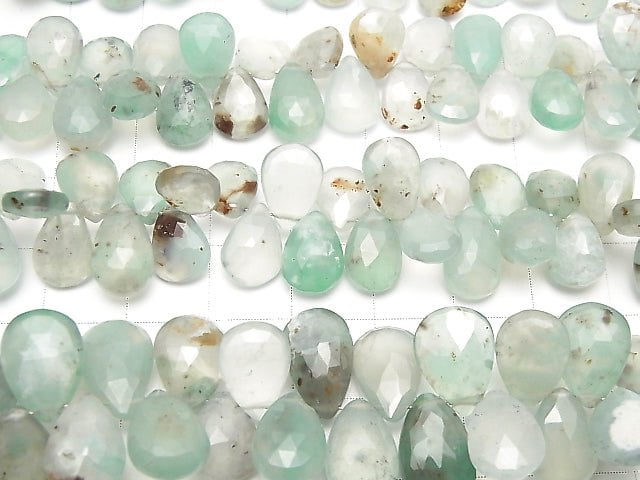 High Quality Aquaprase  Pear shape  Faceted Briolette  half or 1strand beads (aprx.7inch/18cm)