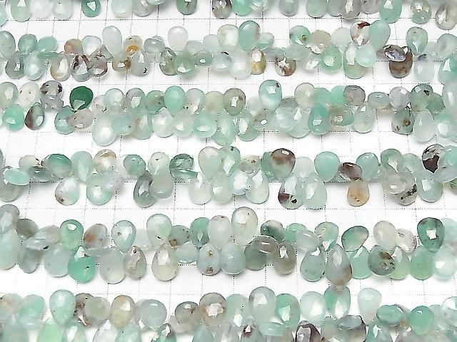 [Video]High Quality Aquaprase Pear shape Faceted Briolette half or 1strand beads (aprx.7inch/18cm)