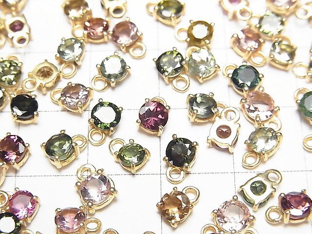 [Video] High Quality Multi Color Tourmaline AAA Bezel Setting Round Faceted 4x4mm 5pcs