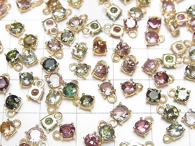 [Video] High Quality Multi Color Tourmaline AAA Bezel Setting Round Faceted 4x4mm 5pcs