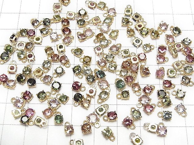 [Video] High Quality Multi Color Tourmaline AAA Bezel Setting Round Faceted 4x4mm 5pcs